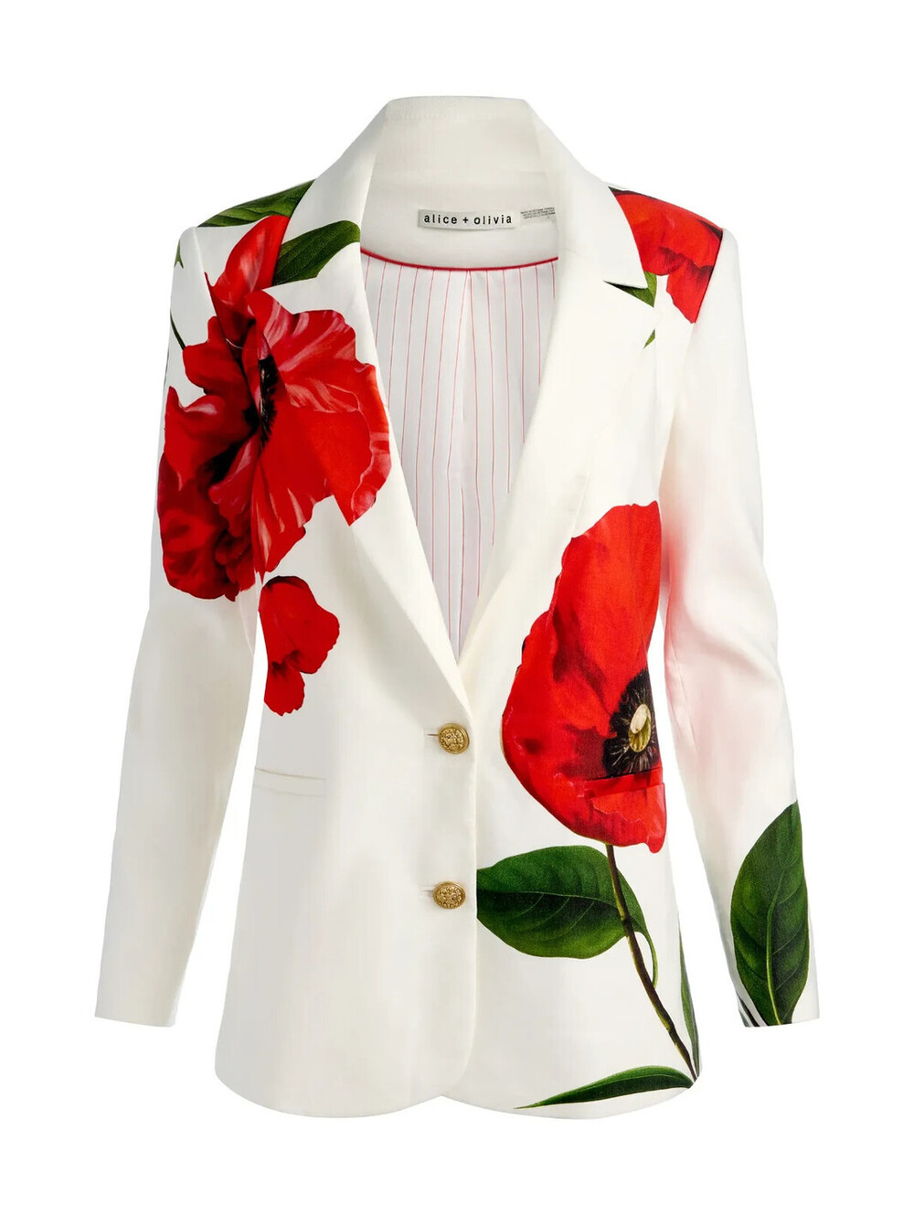 NEW, Alice + Olivia Elna Long Poppy Print Blazer in Summer Poppy Sz 6 #SJ2596